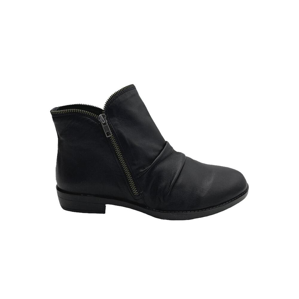 David Tate Pleated Leather Booties Ming Nappa Black - Narrow